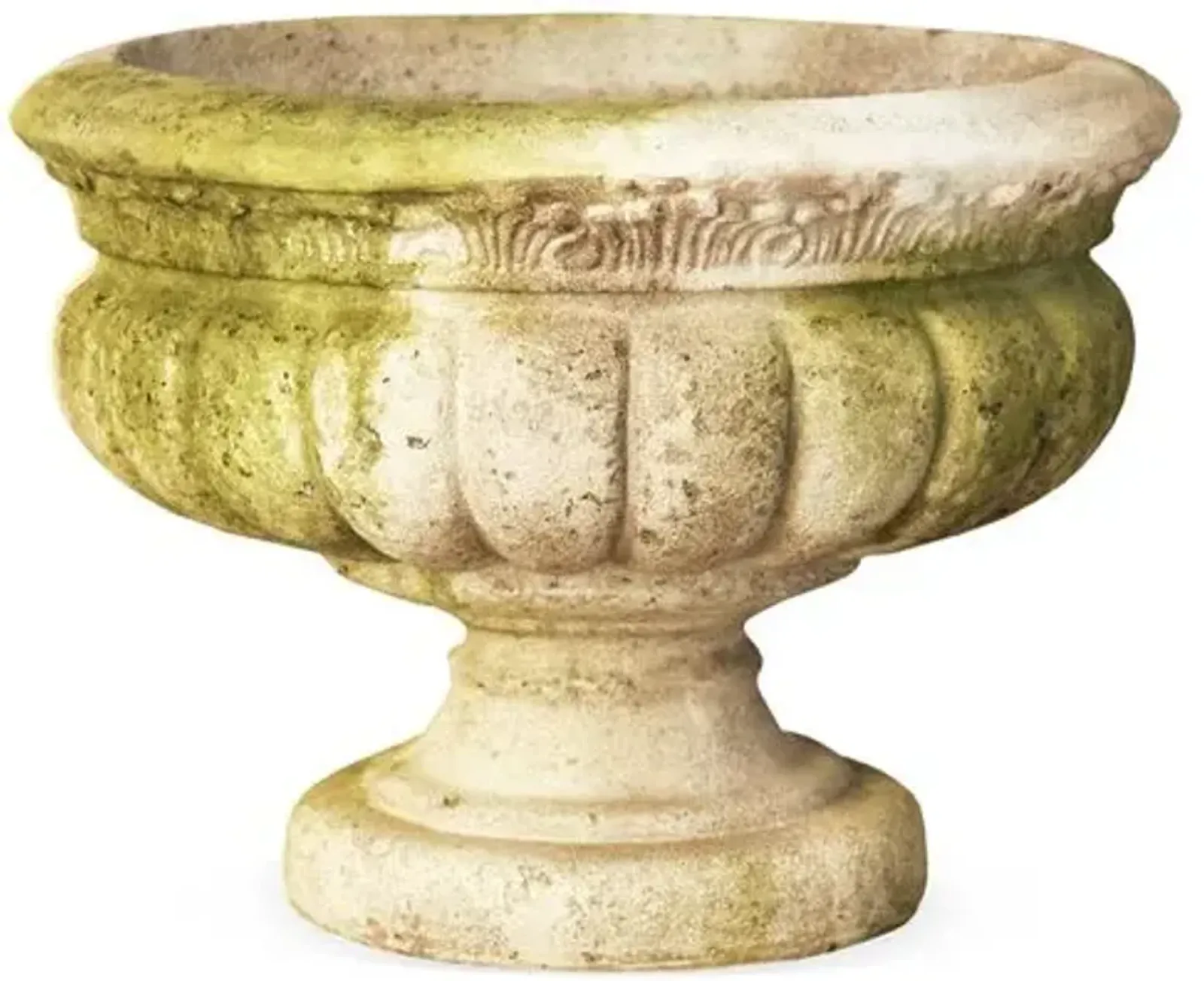 16" Windy Sand Fluted Outdoor Urn - White Moss - Beige