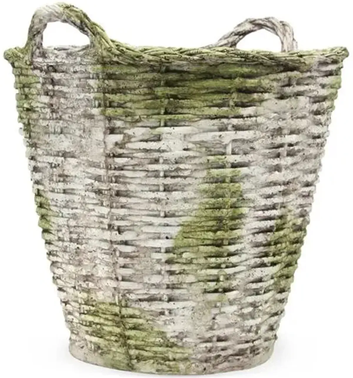 22" Round Outdoor Basket - White/Moss - Beige