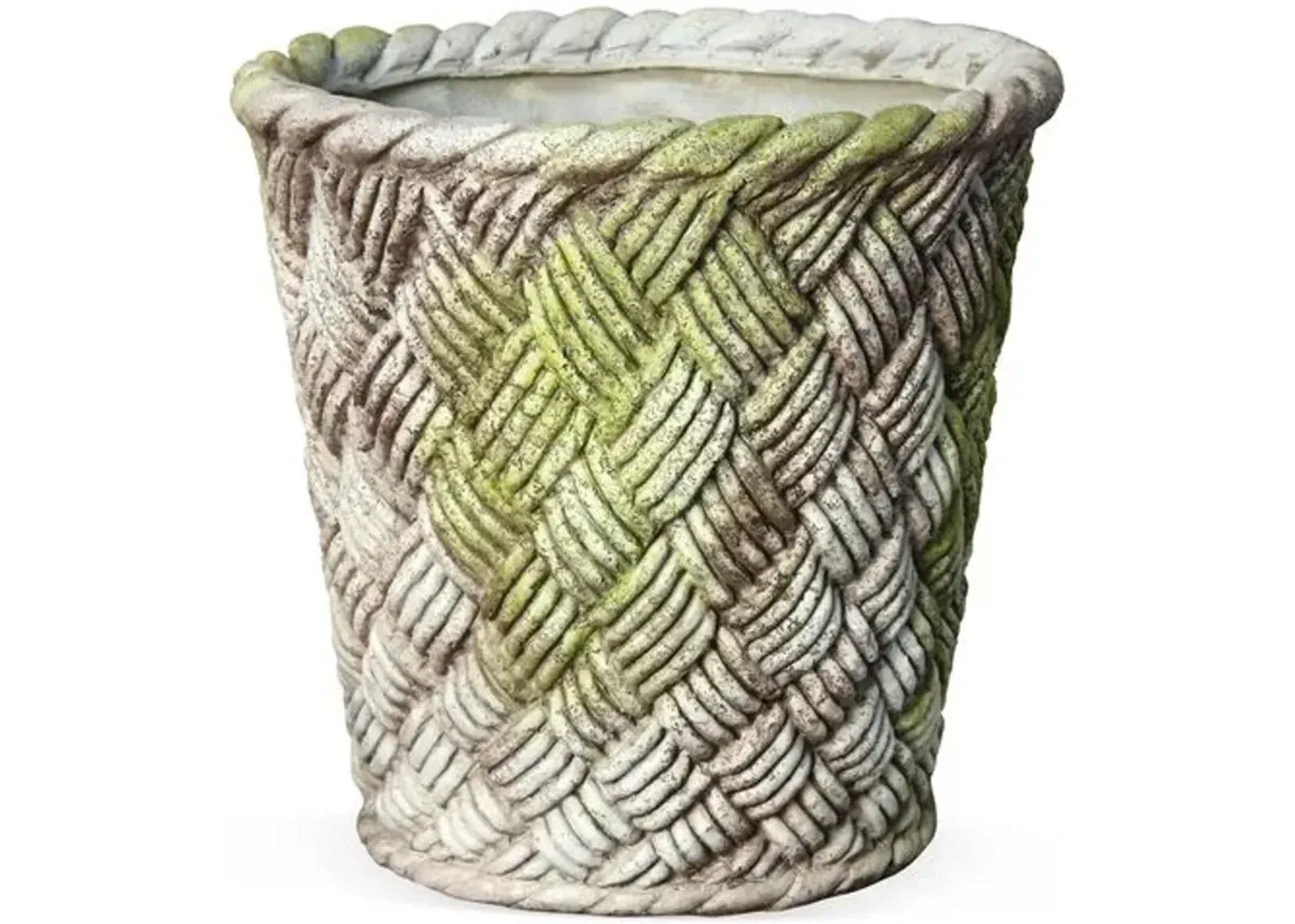 24" Nied Weave Outdoor Basket - White Moss - Beige