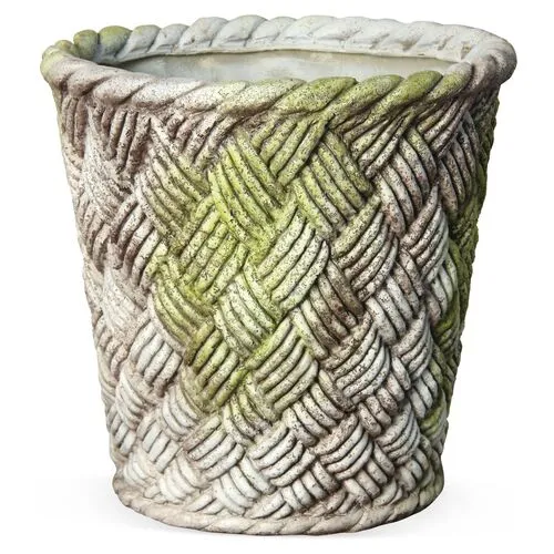 24" Nied Weave Outdoor Basket - White Moss - Beige