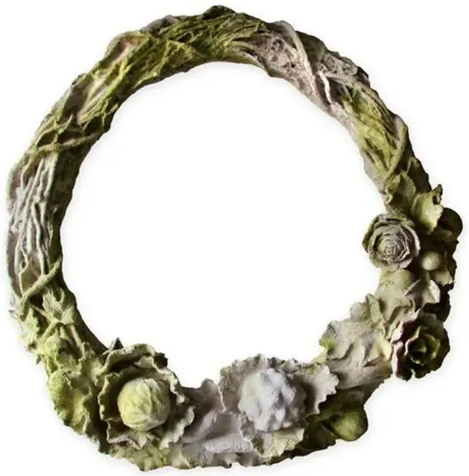 31" Rose Wreath - White Moss - Beige