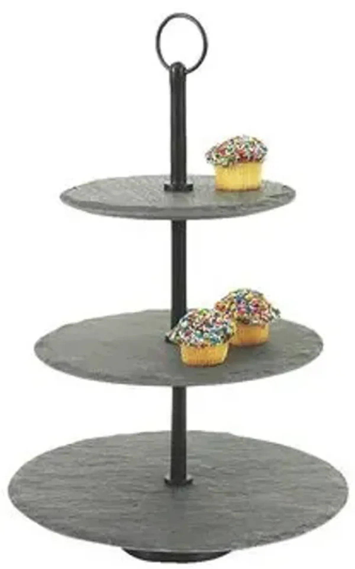 17" Slate 3-Tier Tray - Black/Gray