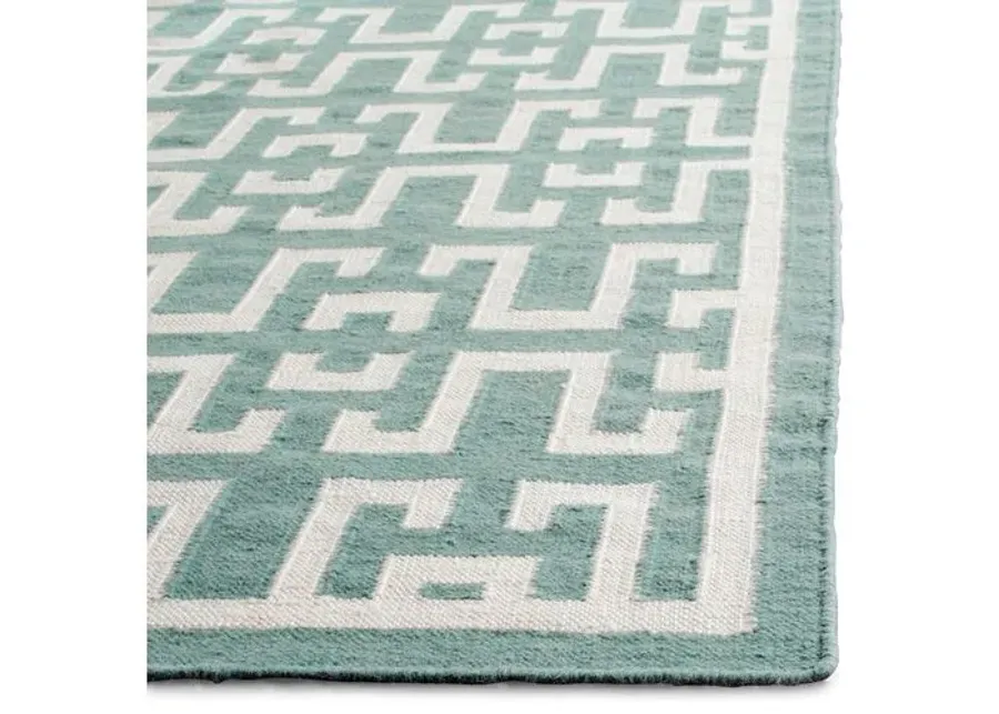 Ayn Dhurrie Rug - Seafoam/Ivory - Green - Green