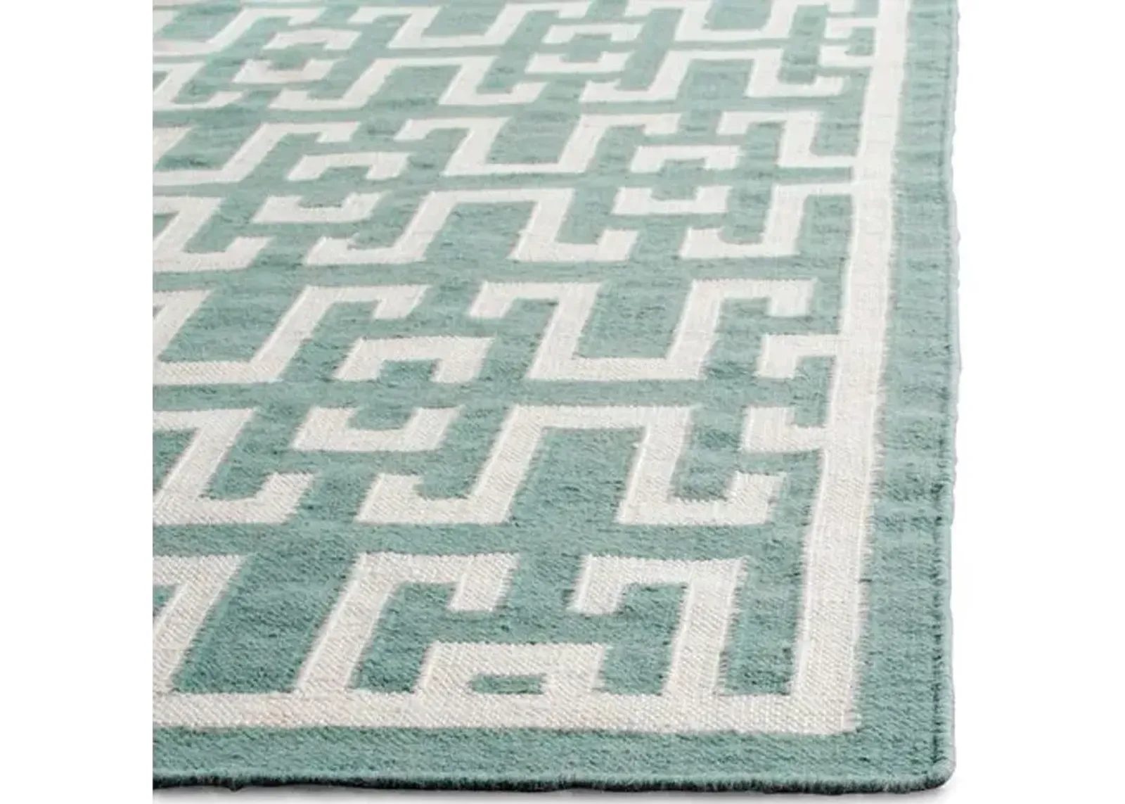 Ayn Dhurrie Rug - Seafoam/Ivory - Green - Green