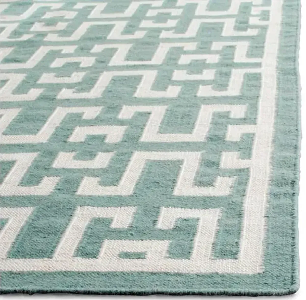 Ayn Dhurrie Rug - Seafoam/Ivory - Green - Green