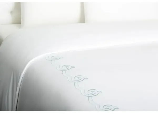 Serenity Duvet - Cadet Blue - Hamburg House - White