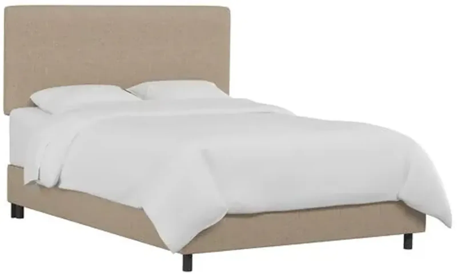 Novak Linen Bed - Handcrafted - Beige