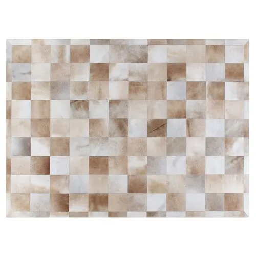 Stitched Blocks Hide - Beige - Exquisite Rugs - Beige - 9'6"x13'6"