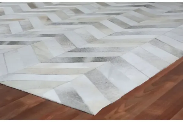 Chevron Hide - Silver/White - Exquisite Rugs - Gray - Gray - 9'6"x13'6"