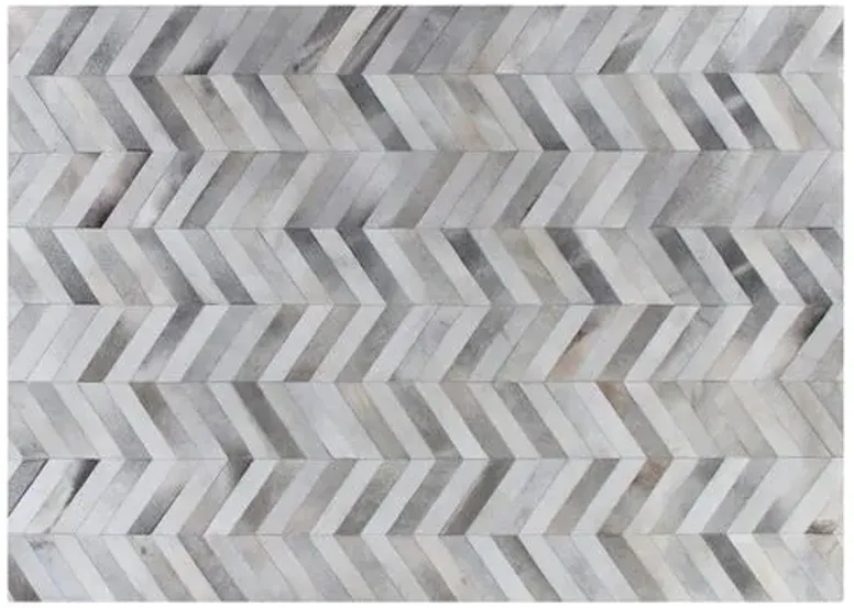 Chevron Hide - Silver/White - Exquisite Rugs - Gray - Gray - 9'6"x13'6"