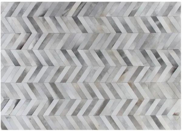 Chevron Hide - Silver/White - Exquisite Rugs - Gray - Gray - 9'6"x13'6"