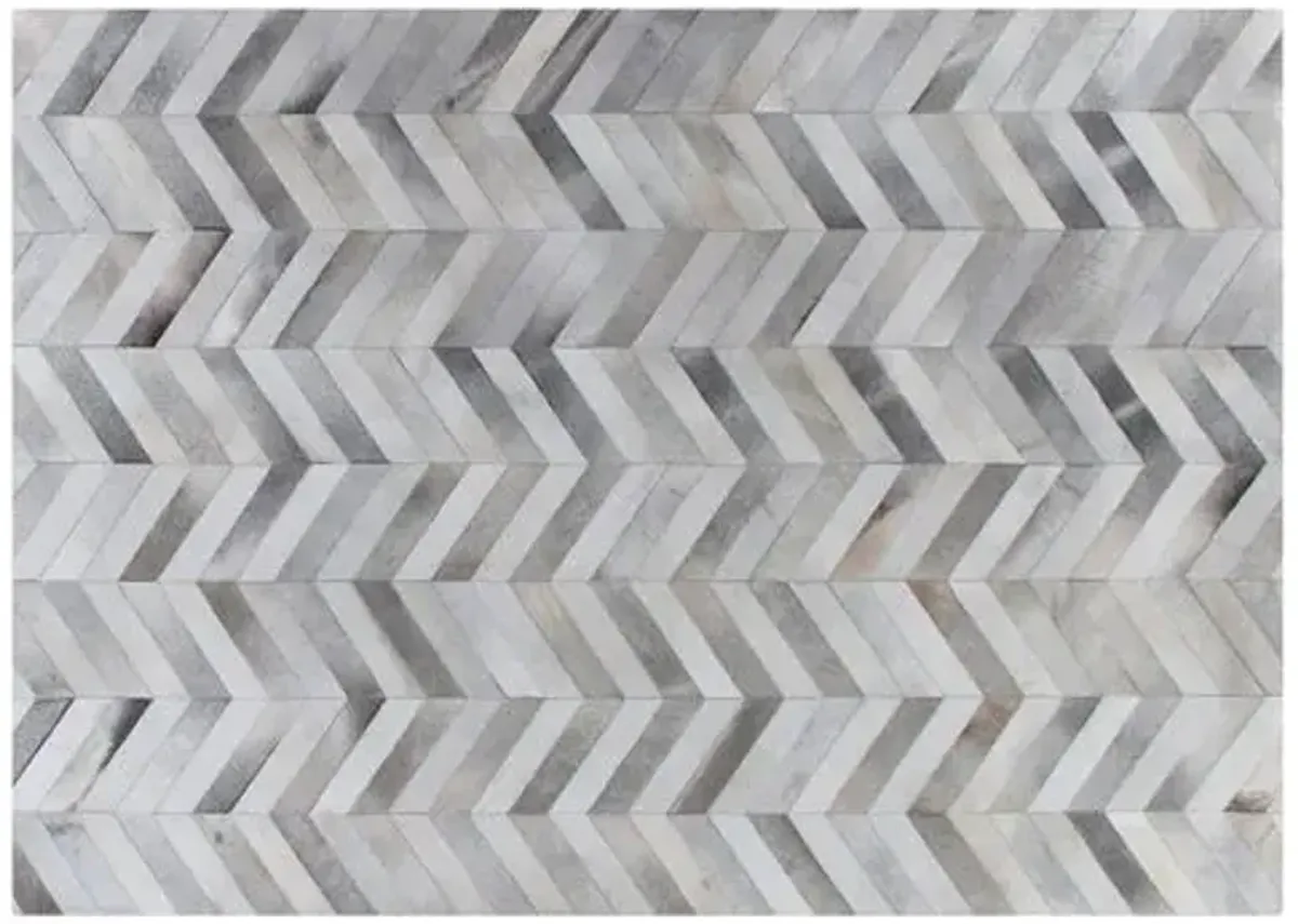 Chevron Hide - Silver/White - Exquisite Rugs - Gray - Gray - 11'6"x14'6"