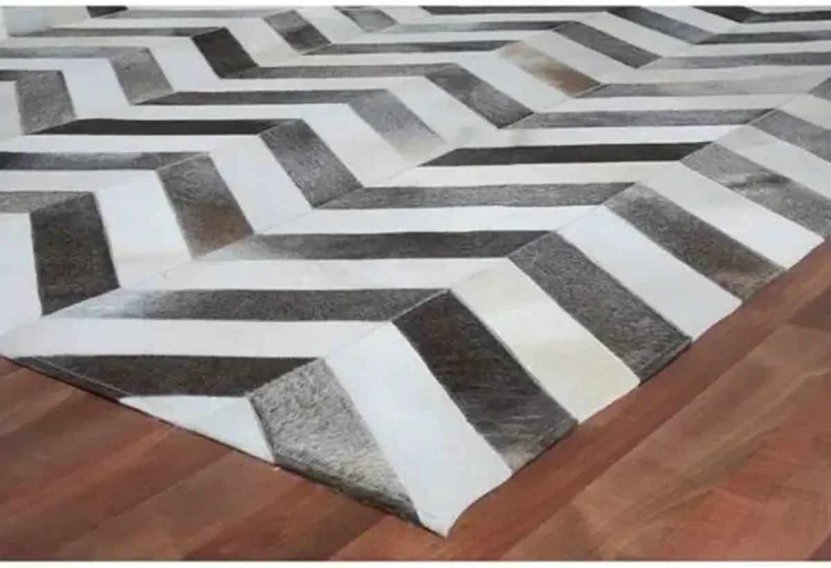 Chevron Hide - Gray/White - Exquisite Rugs - Gray - 9'6"x13'6"