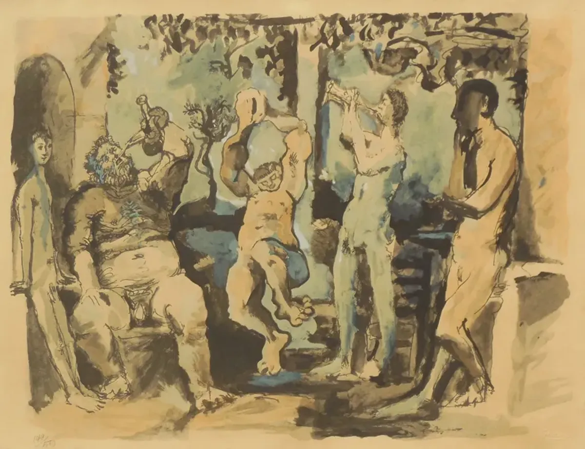 Bacchanal - 1950's Picasso Lithograph - McNaught Fine Art - Beige