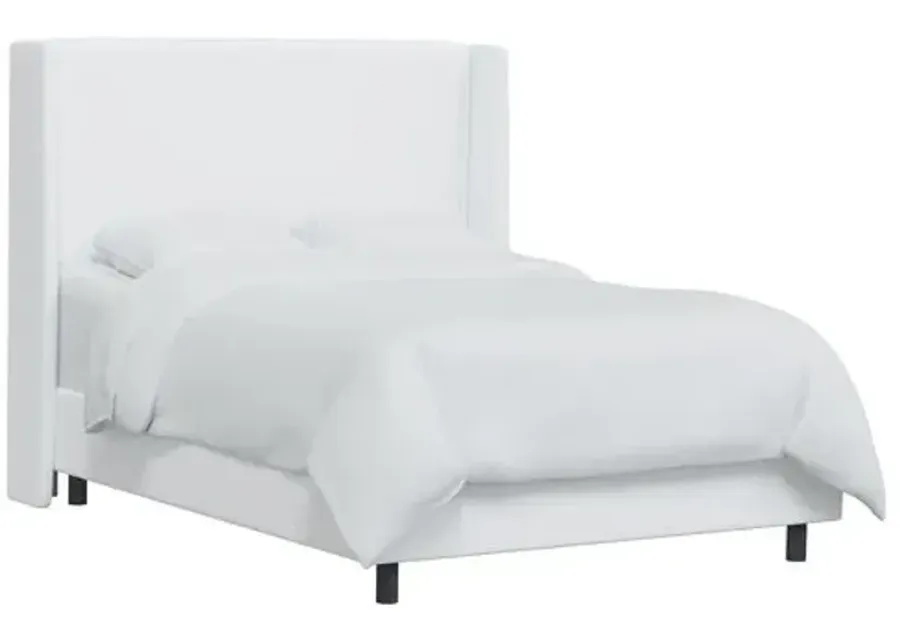 Kelly Wingback Bed - Handcrafted - White