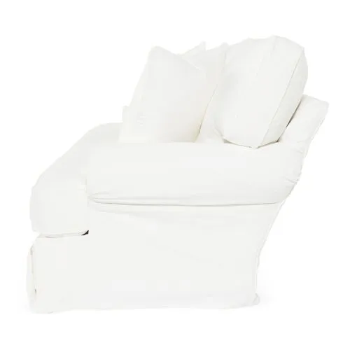 Comfy Slipcovered Sofa - Washable White Denim - Rachel Ashwell - Handcrafted