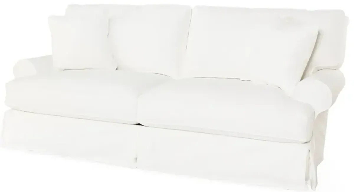Comfy Slipcovered Sofa, Washable White Denim
