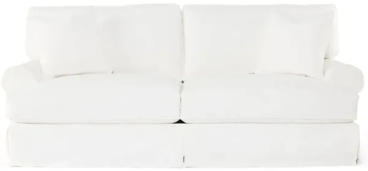 Comfy Slipcovered Sofa, Washable White Denim