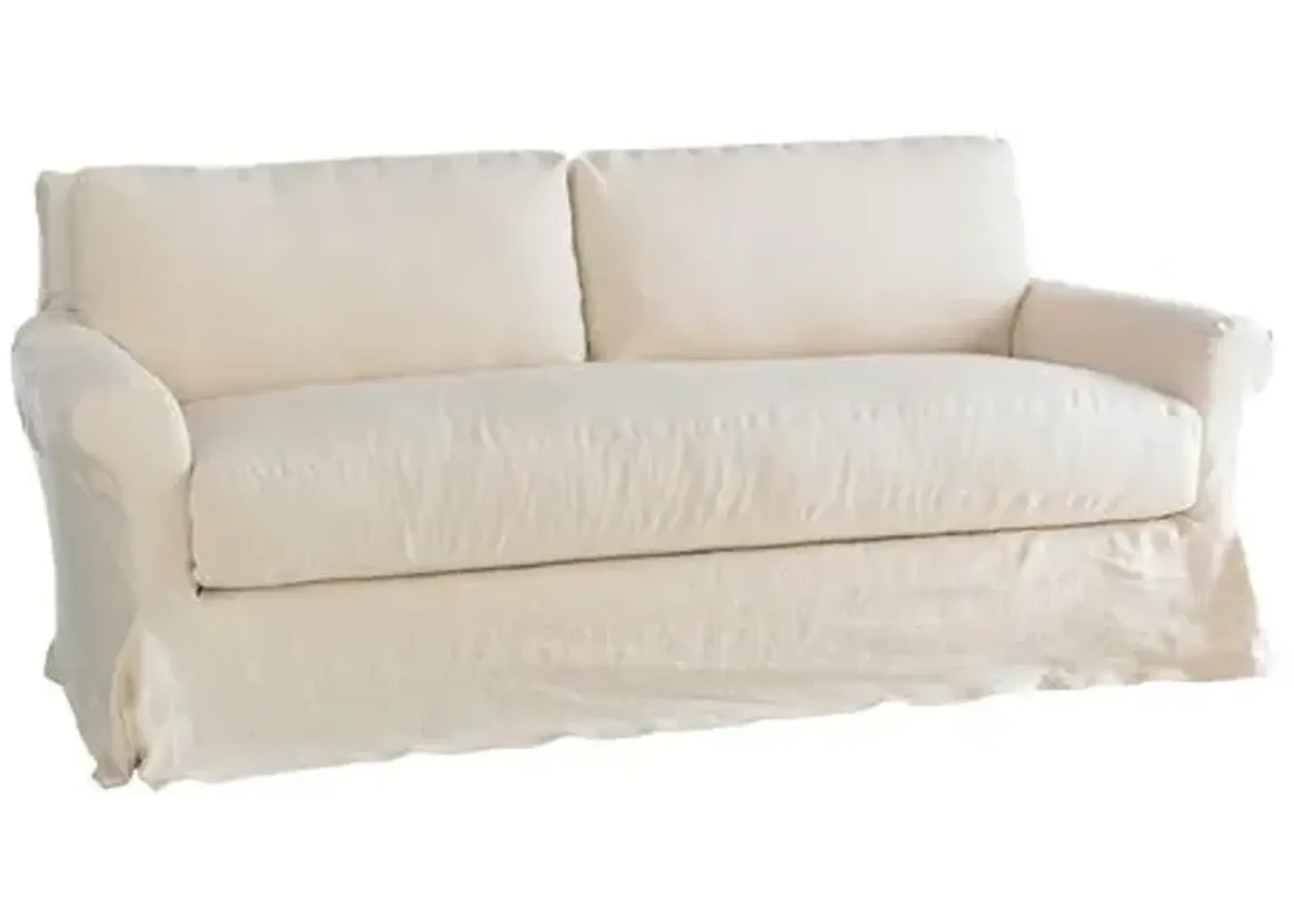 Comfy Slipcovered Sofa - Washable Cream Linen - Rachel Ashwell - Handcrafted