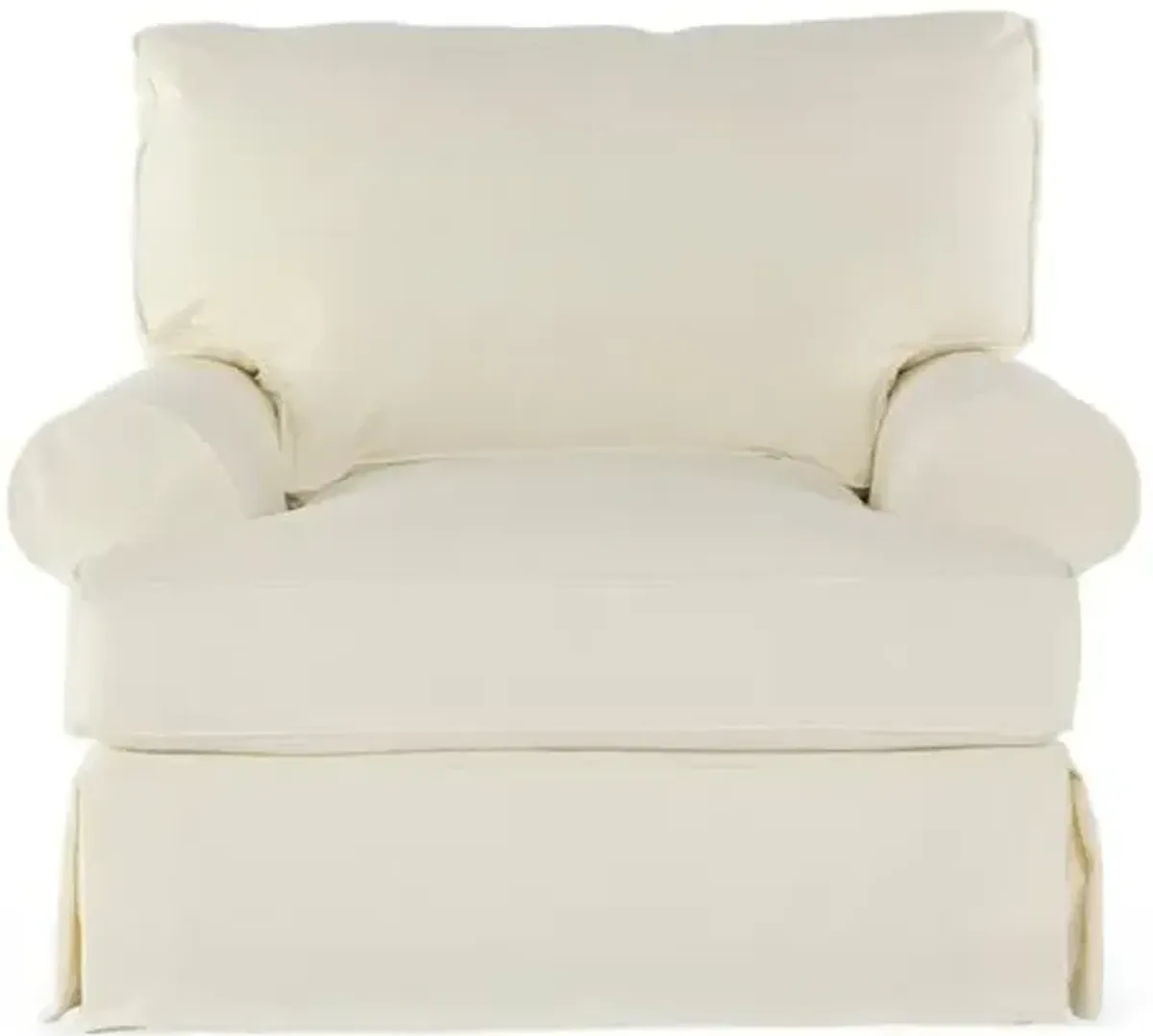 Comfy Slipcovered Club Chair - Washable White Denim - Rachel Ashwell - Hancrafted in the USA