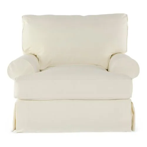 Comfy Slipcovered Club Chair - Washable White Denim - Rachel Ashwell - Hancrafted in the USA