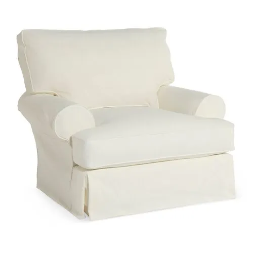 Comfy Slipcovered Club Chair - Washable White Denim - Rachel Ashwell - Hancrafted in the USA