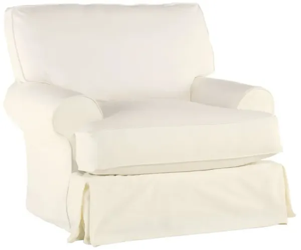 Comfy Slipcovered Club Chair, Washable Cream Linen
