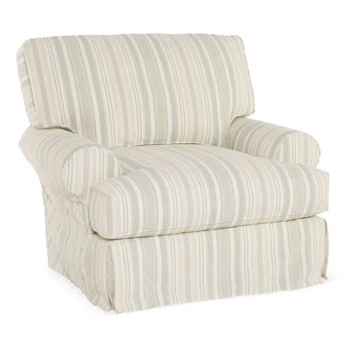 Comfy Slipcovered Club Chair - Washable Natural Stripe - Rachel Ashwell - Hancrafted in the USA