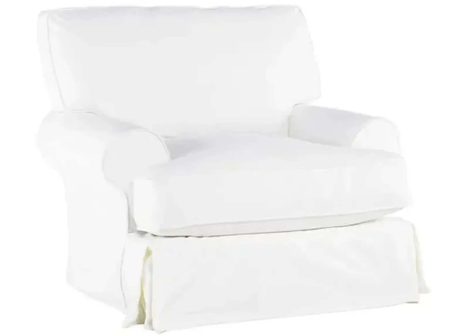 Comfy Swivel Club Chair - Washable White Denim - Rachel Ashwell - Hancrafted in the USA