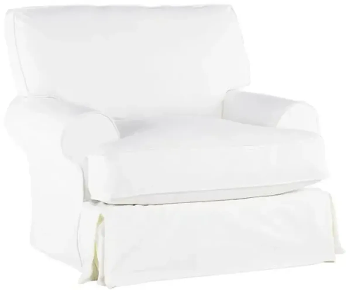 Comfy Swivel Club Chair - Washable White Denim - Rachel Ashwell - Hancrafted in the USA