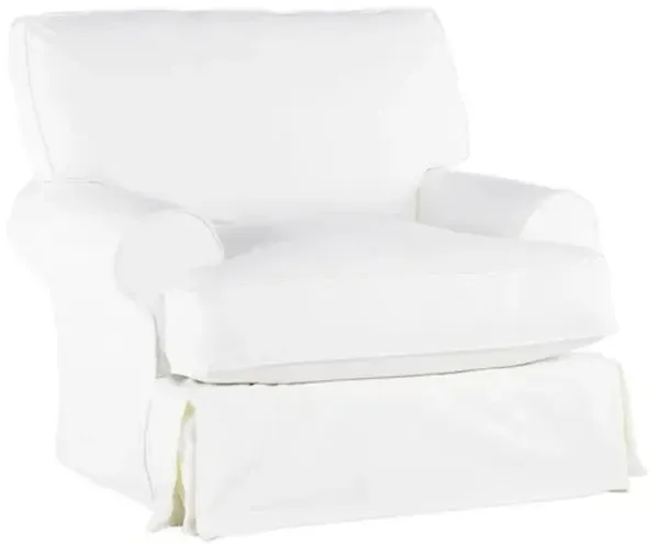 Comfy Swivel Club Chair - Washable White Denim - Rachel Ashwell - Hancrafted in the USA