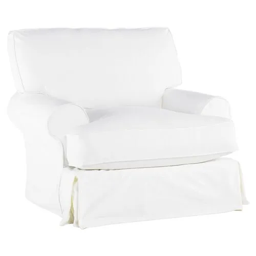 Comfy Swivel Club Chair - Washable White Denim - Rachel Ashwell - Hancrafted in the USA