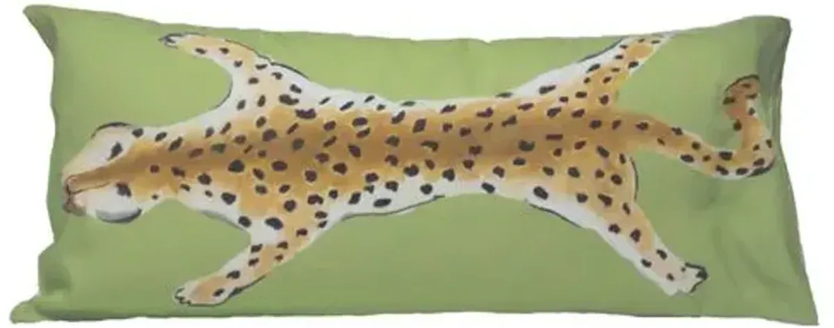 Leopard 12x24 Lumbar Pillow - Green - Dana Gibson