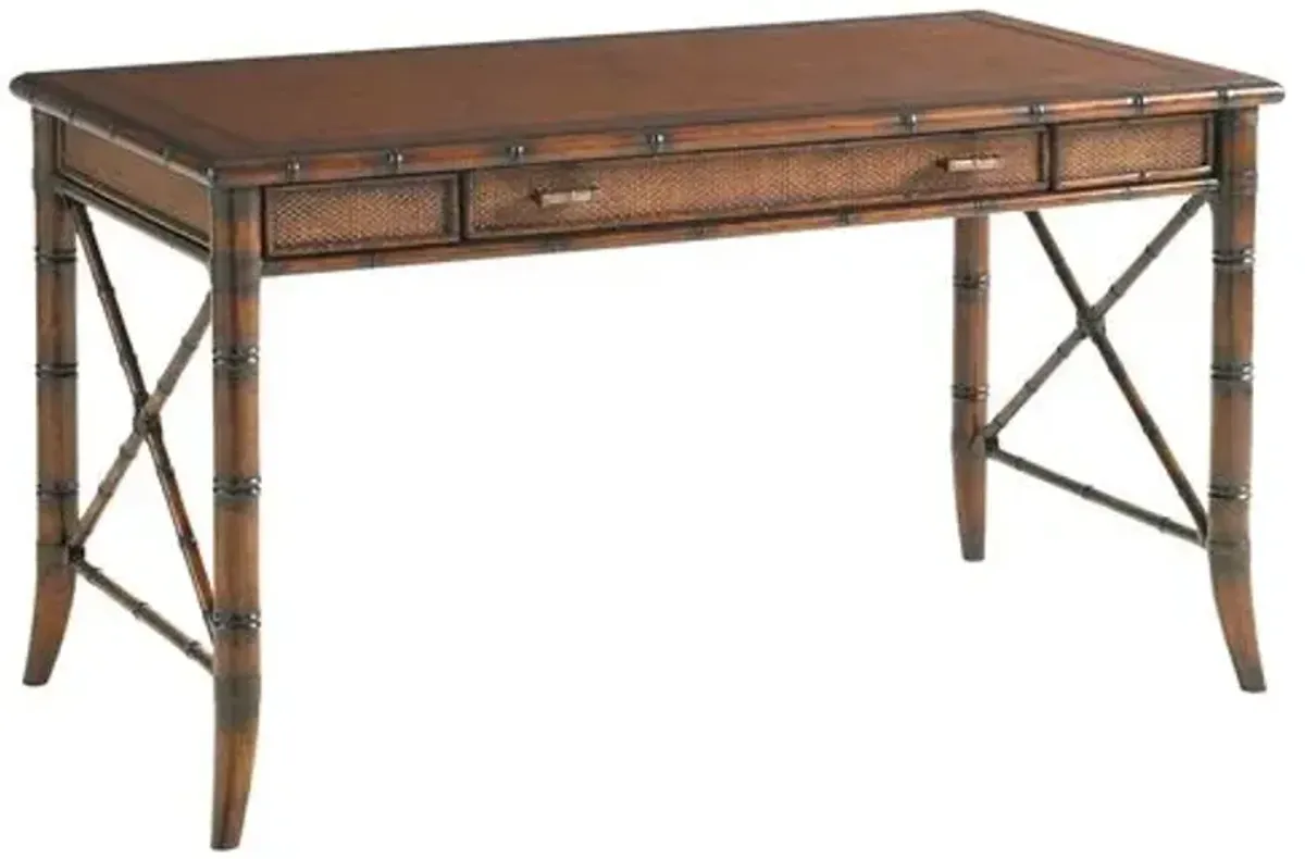 Marianna Rattan Writing Desk - Amber - Brown