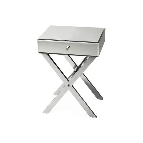 Mary Mirrored Nightstand - Silver