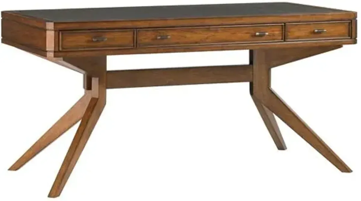 Lido Shores Leather-Top Desk - Ebony - Brown