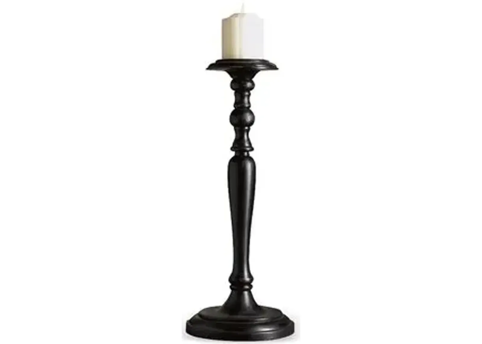 19" Wood Finish Taper Candleholder - Black