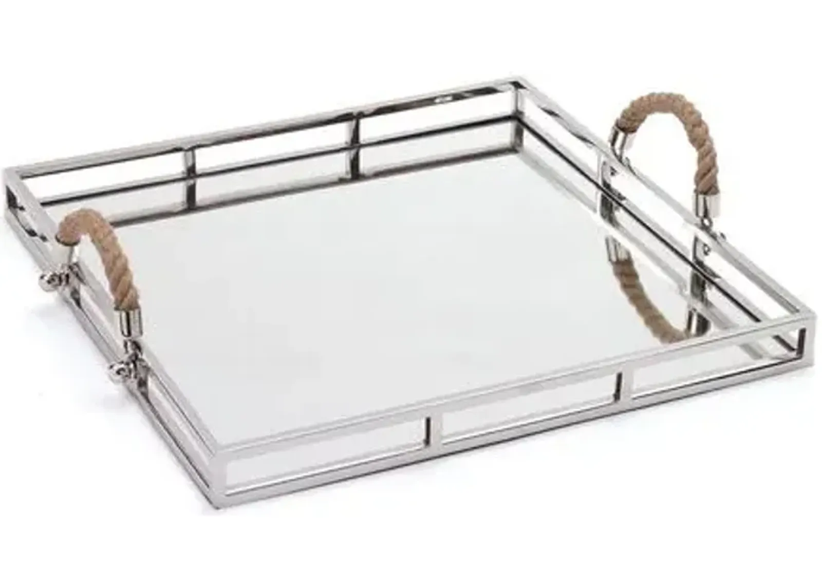 19" Square Mirrored Tray - Silver