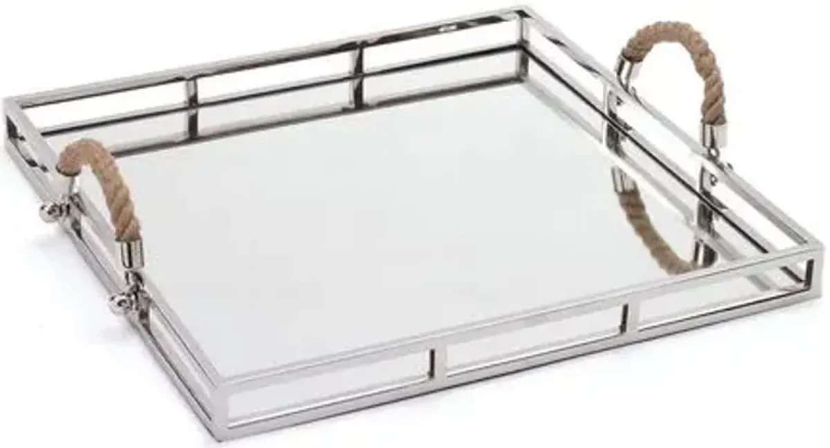 19" Square Mirrored Tray - Silver