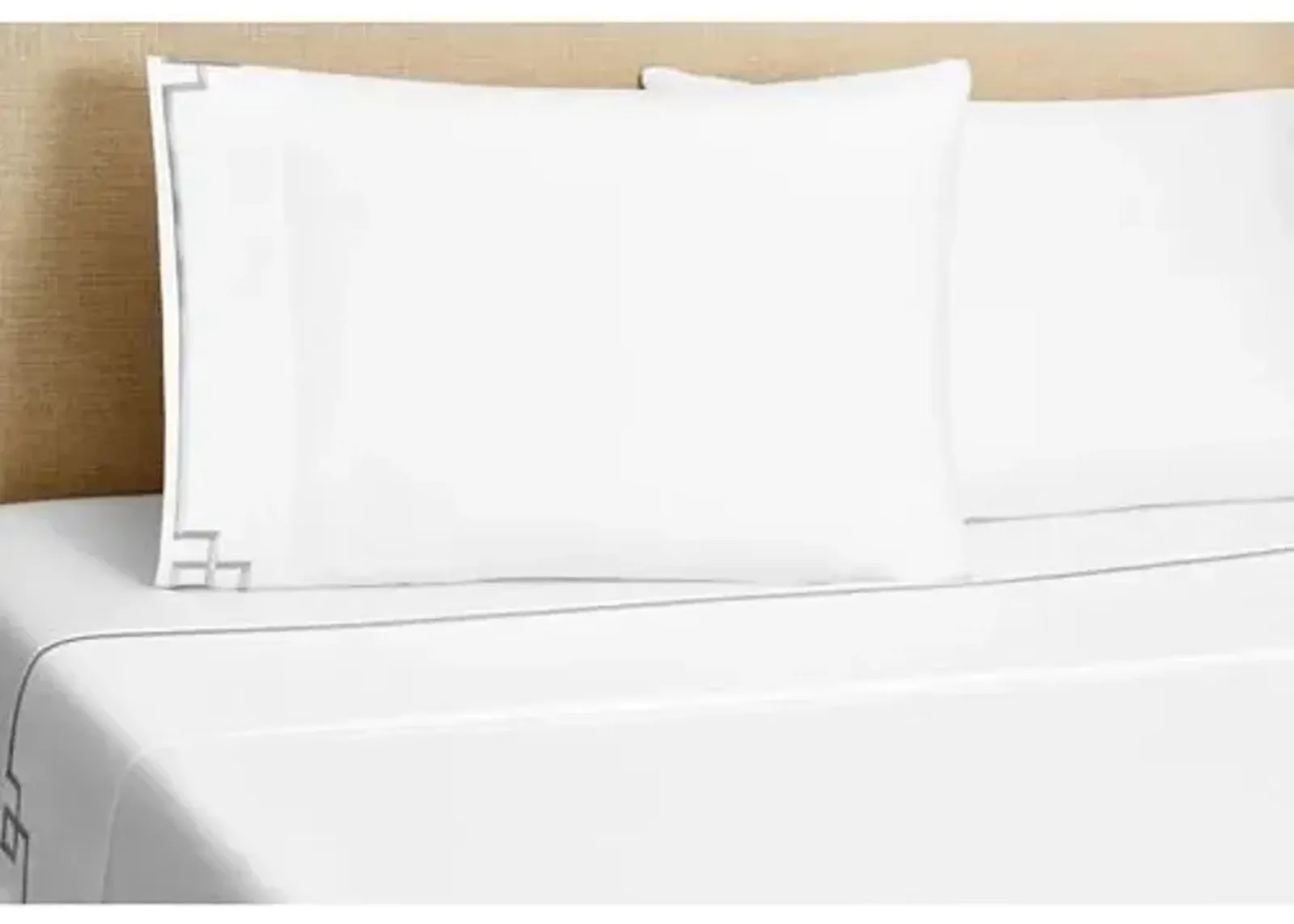 Fretwork Sheet Set - Gray - Hamburg House - White, 300 Thread Count, Egyptian Cotton Sateen, Soft and Luxurious