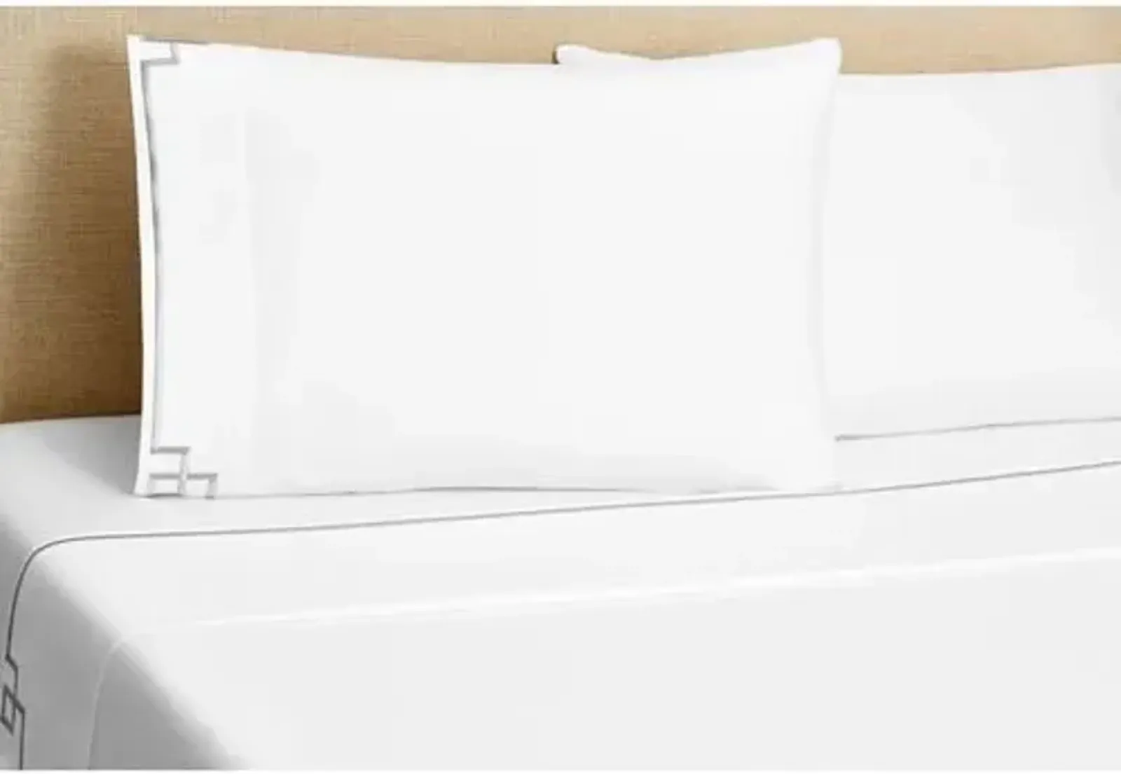 Fretwork Embroidered Sheet Set - Hamburg House - White, 300 Thread Count, Egyptian Cotton Sateen, Soft and Luxurious