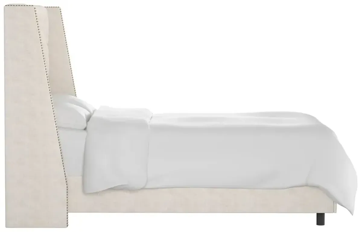 Sophia Wingback Bed with Nailheads, Linen