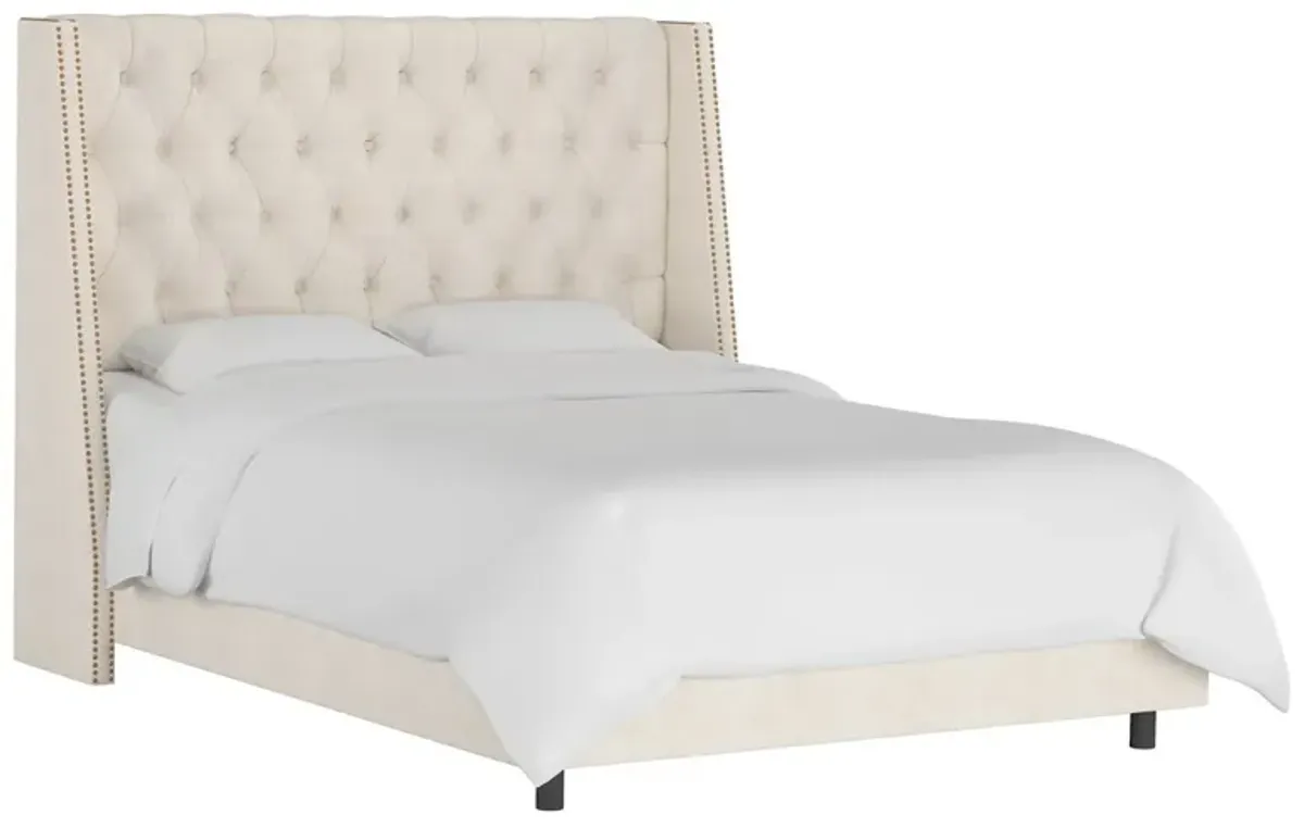 Sophia Wingback Bed with Nailheads, Linen