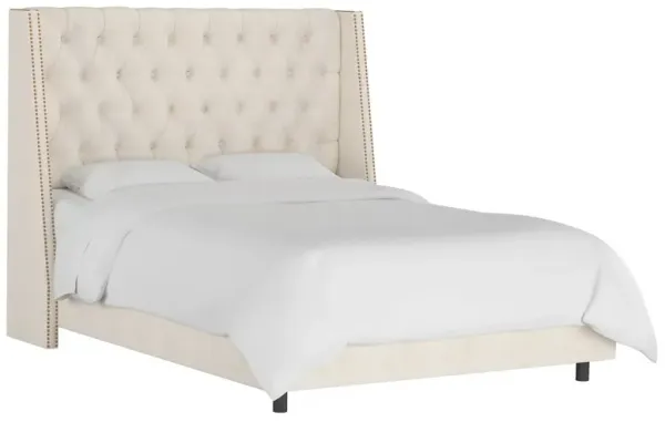 Sophia Wingback Bed with Nailheads, Linen
