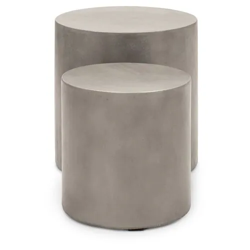 Exeter Concrete Stools - Set of 2 - Gray