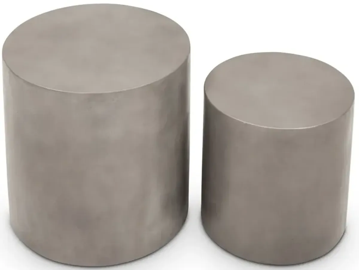 S/2 Elwood Indoor/Outdoor Pedestal Concrete Side Tables