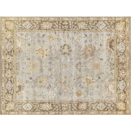 Antique Weave Oushak hand-knotted Rug - Blue/Brown - Exquisite Rugs - Beige - Beige