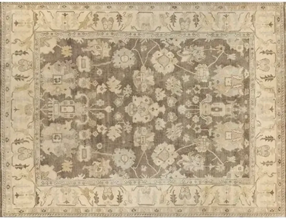 Antique Weave Oushak hand-knotted Rug - Brown/Ivory - Exquisite Rugs - Beige - Beige