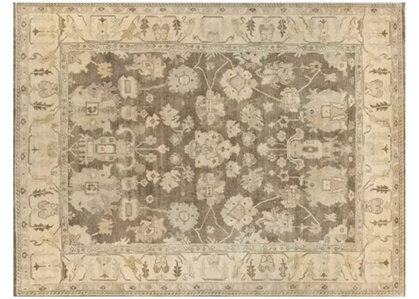 Antique Weave Oushak hand-knotted Rug - Brown/Ivory - Exquisite Rugs - Beige - Beige