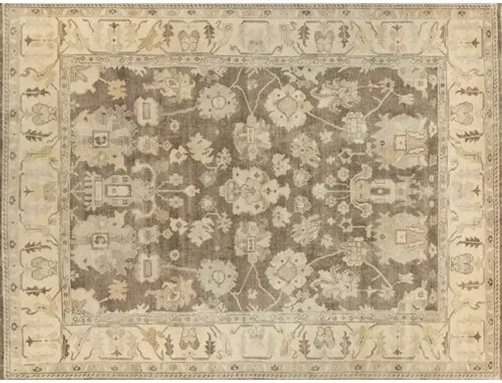 Antique Weave Oushak hand-knotted Rug - Brown/Ivory - Exquisite Rugs - Beige - Beige